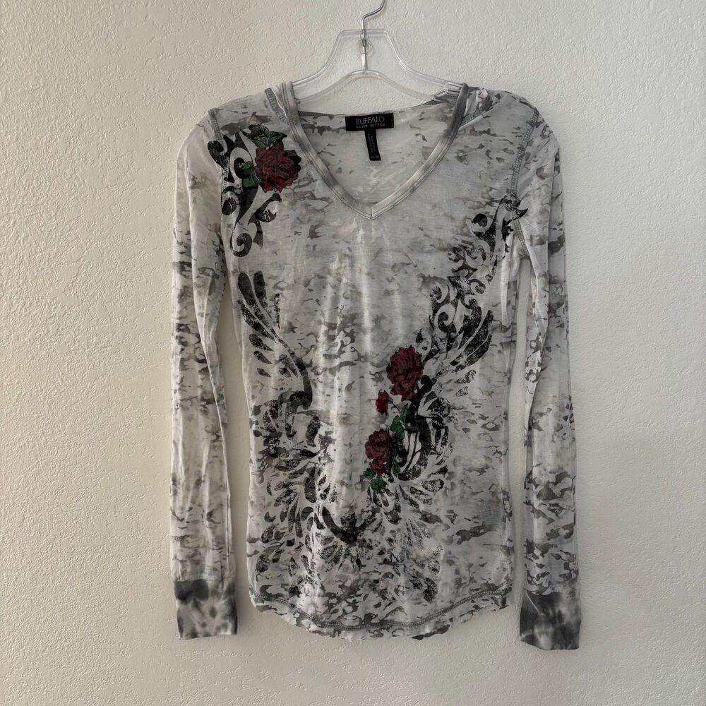 Buffalo Sheer Long Sleeve Shirt With Hood